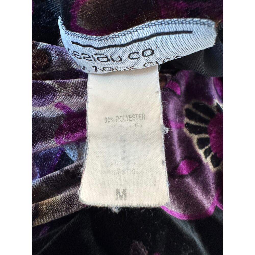 Vintage Y2K New York City Design Co. Black & Purple Velvet Button Front Blouse - Picture 6 of 6